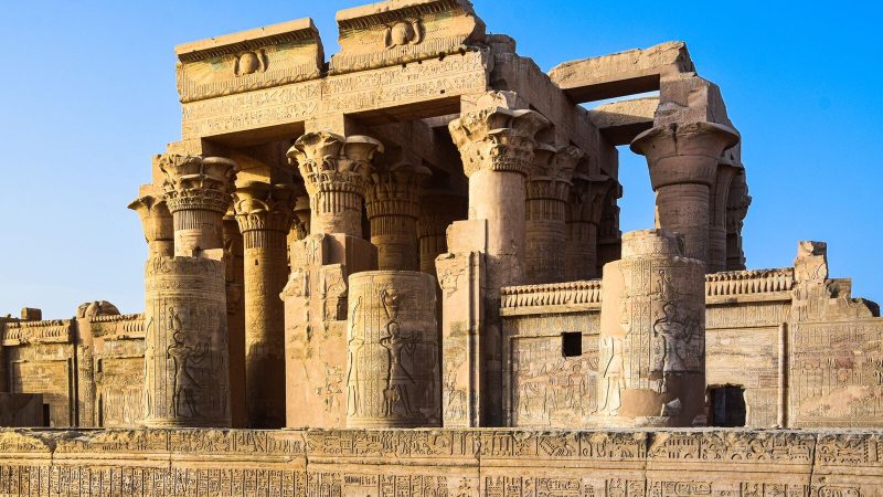 Explore the majestic ancient ruins of Kom Ombo Temple with intricate carvings.