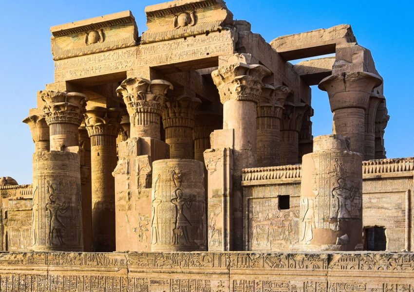 Explore the majestic ancient ruins of Kom Ombo Temple with intricate carvings.