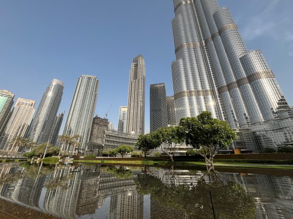 Burj Khalifa and Dubai skyline reflection