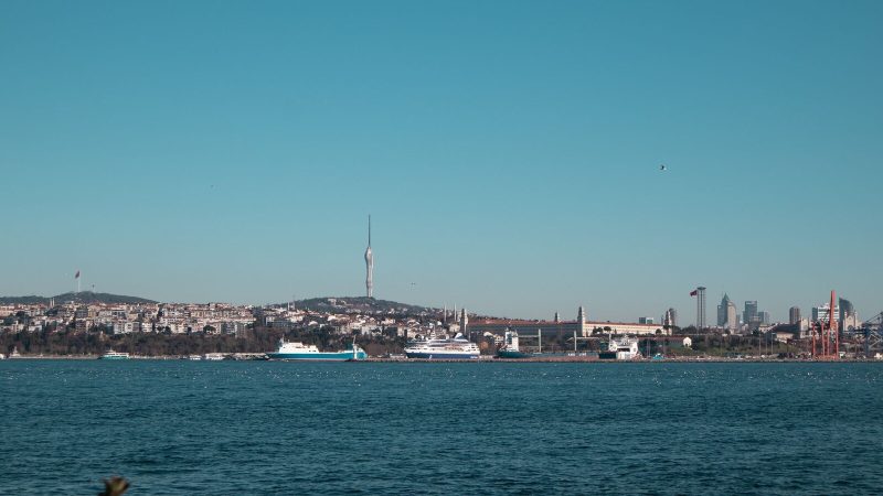 A stunning daytime view of İstanbul's Bosphorus and skyline, featuring the Çamlıca Tower.